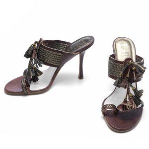 Christian Dior cracked leather Sandal/Slide sz 37